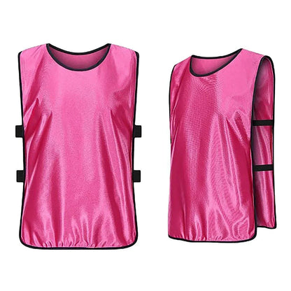 6X Sports Training Bibs Soccer Vests Group Team Bibs Basketball Cricket Football - Pink-L