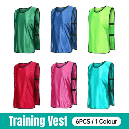 6X Sports Training Bibs Soccer Vests Group Team Bibs Basketball Cricket Football - Pink-L