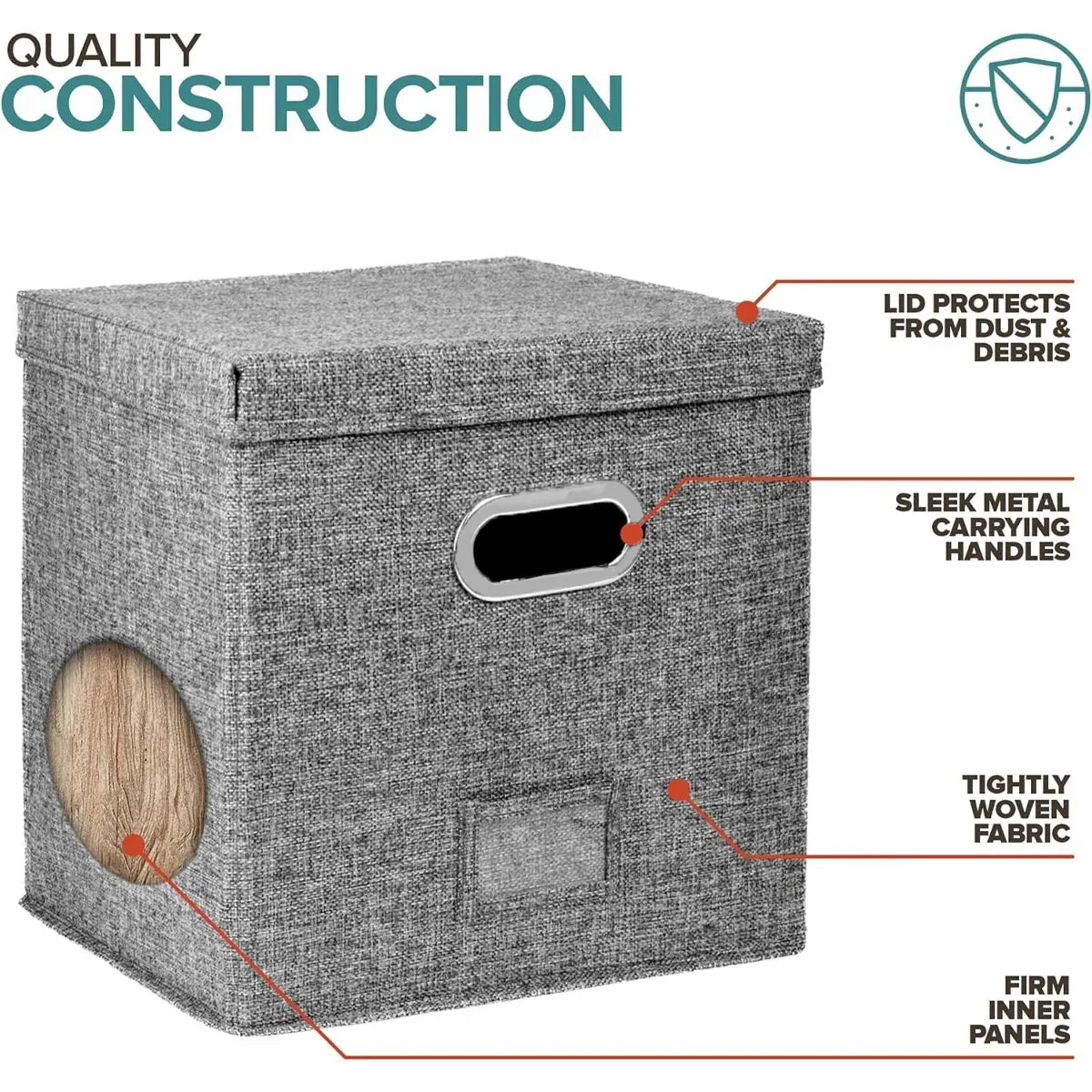 Linen Fabric Vinyl Record Storage Box Foldable With Lid Included Dustproof