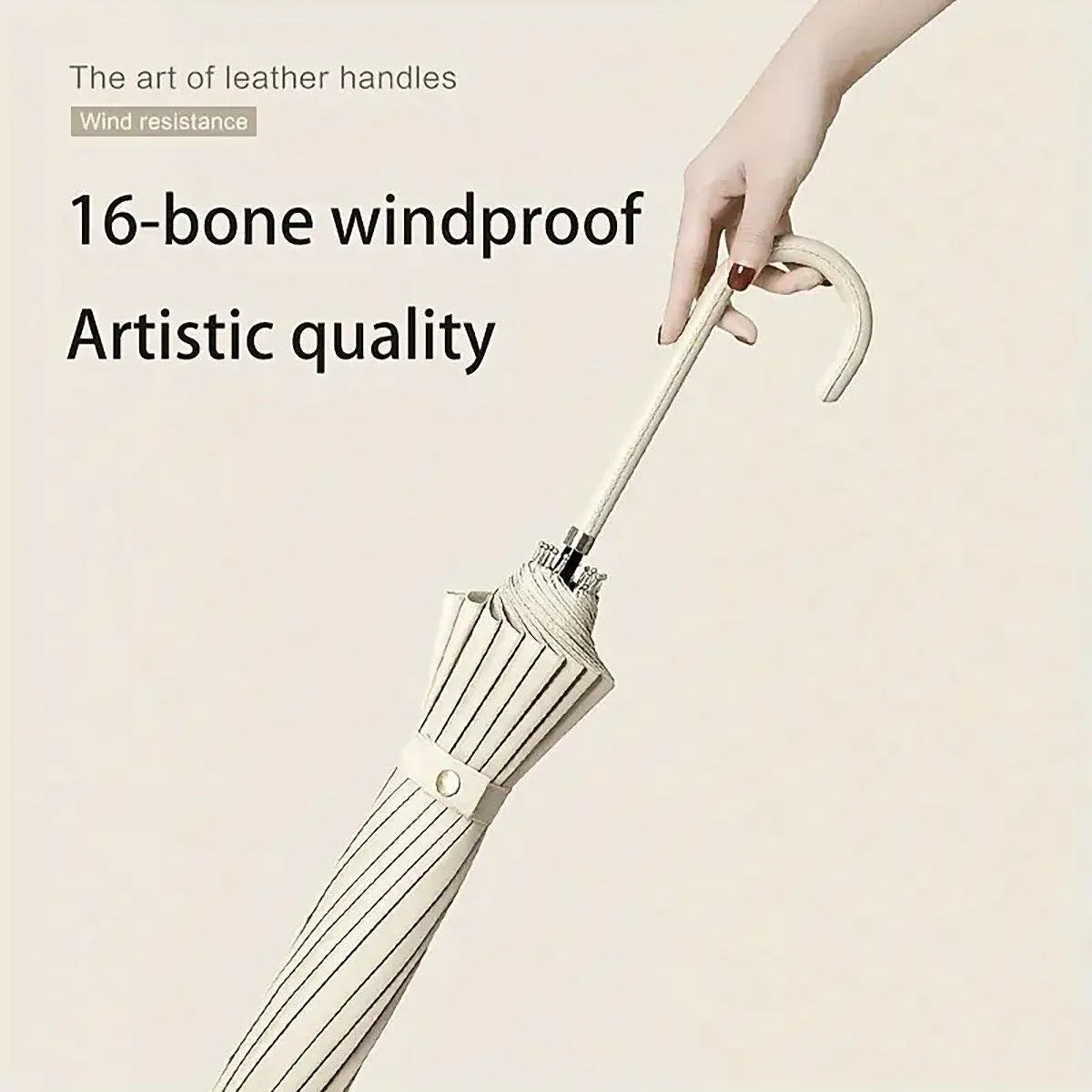 Large 16 Bone Automatic Umbrella Unisex Long Handle Dual Use Rain Sun Umbrella - Cyan