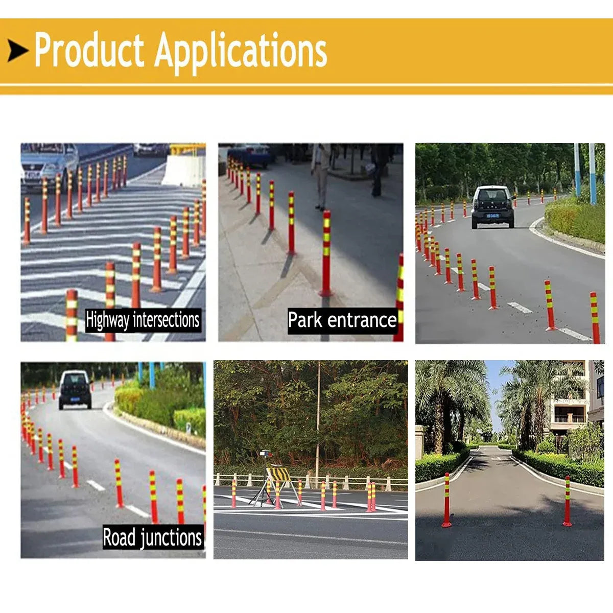 2PCS Road Warning Post Flexible Traffic Bollard Reflective Parking Driveway