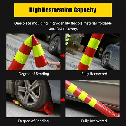 2PCS Road Warning Post Flexible Traffic Bollard Reflective Parking Driveway