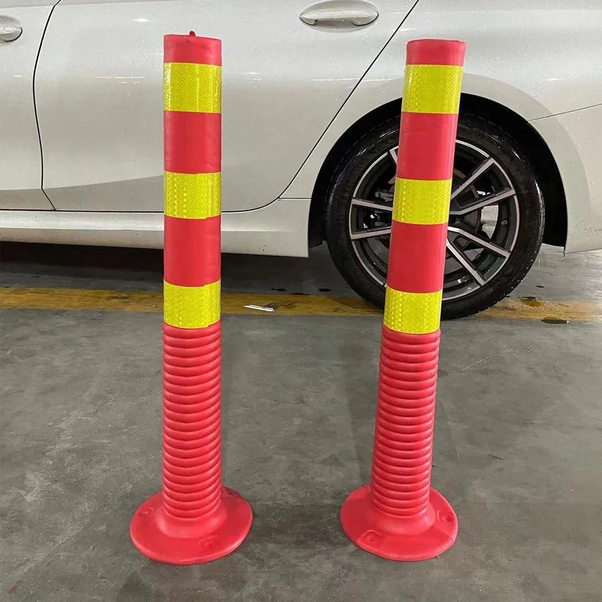 2PCS Road Warning Post Flexible Traffic Bollard Reflective Parking Driveway