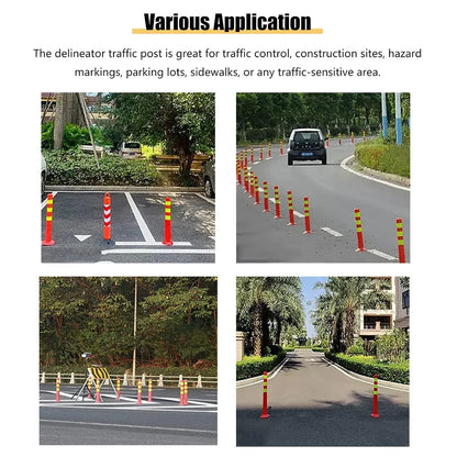 2PCS Road Warning Post Flexible Traffic Bollard Reflective Parking Driveway