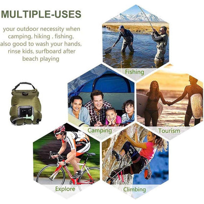 20L Camp Shower Bag Solar Heat Water Pipe Portable Camping Hiking Travel Outdoor