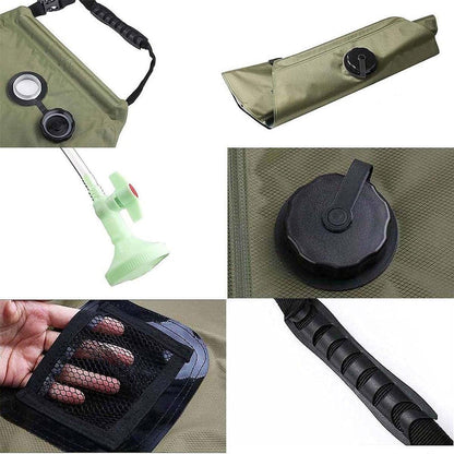 20L Camp Shower Bag Solar Heat Water Pipe Portable Camping Hiking Travel Outdoor