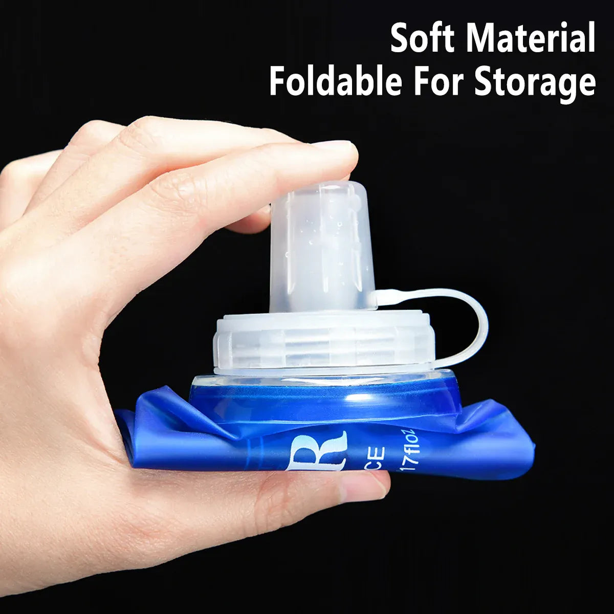 Sports Folding Soft Water Bottle Running Portable Outdoor Large Mouth Hydration