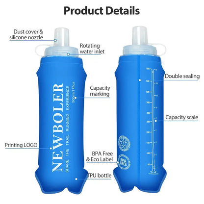 Sports Folding Soft Water Bottle Running Portable Outdoor Large Mouth Hydration