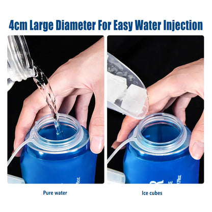 Sports Folding Soft Water Bottle Running Portable Outdoor Large Mouth Hydration