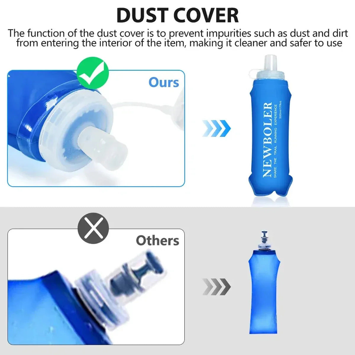 Sports Folding Soft Water Bottle Running Portable Outdoor Large Mouth Hydration