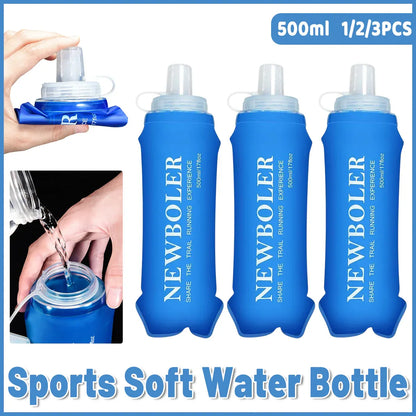 Sports Folding Soft Water Bottle Running Portable Outdoor Large Mouth Hydration