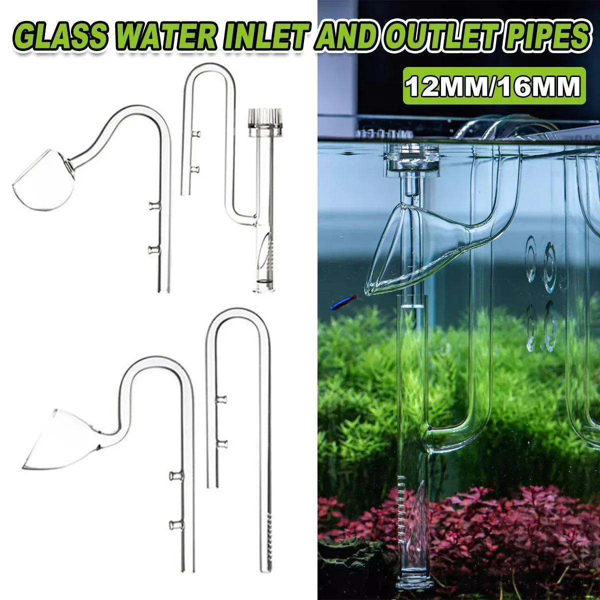Aquarium Glass Inlet Outlet Pipe Fish Tank Filter Oil Film Remover Plant Holder - Hemispherical outlet-12mm