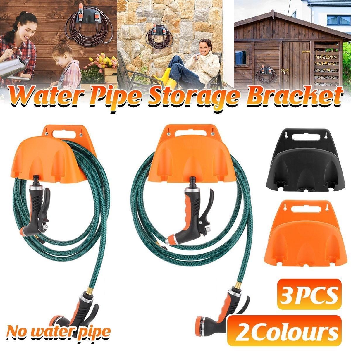 3pcs Wall Mounted Hose Holder Rack Plastic Garden Hose Storage Rack Organizer - Orange