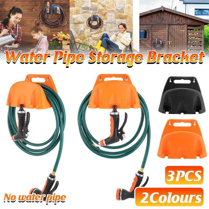 3pcs Wall Mounted Hose Holder Rack Plastic Garden Hose Storage Rack Organizer - Orange