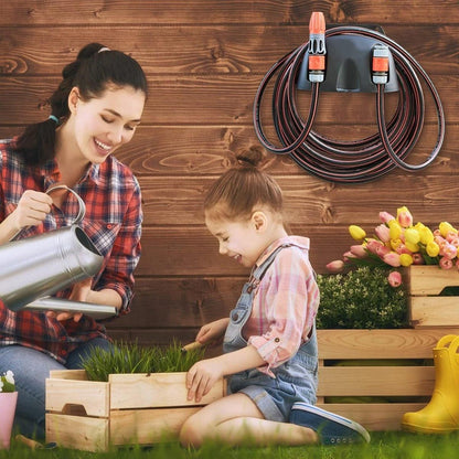 3pcs Wall Mounted Hose Holder Rack Plastic Garden Hose Storage Rack Organizer - Orange