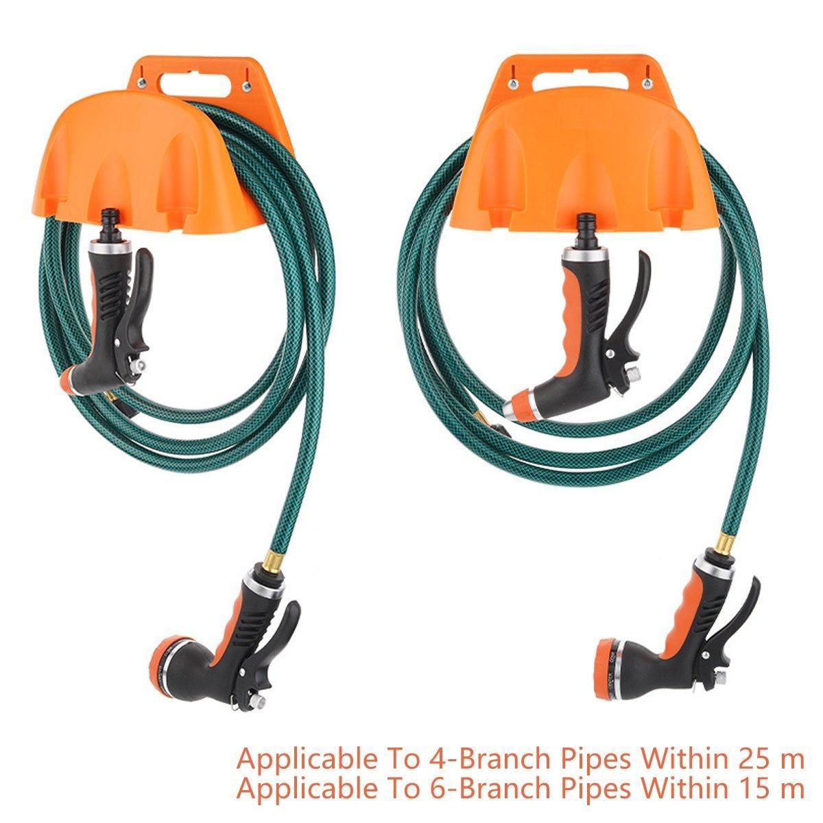 3pcs Wall Mounted Hose Holder Rack Plastic Garden Hose Storage Rack Organizer - Orange