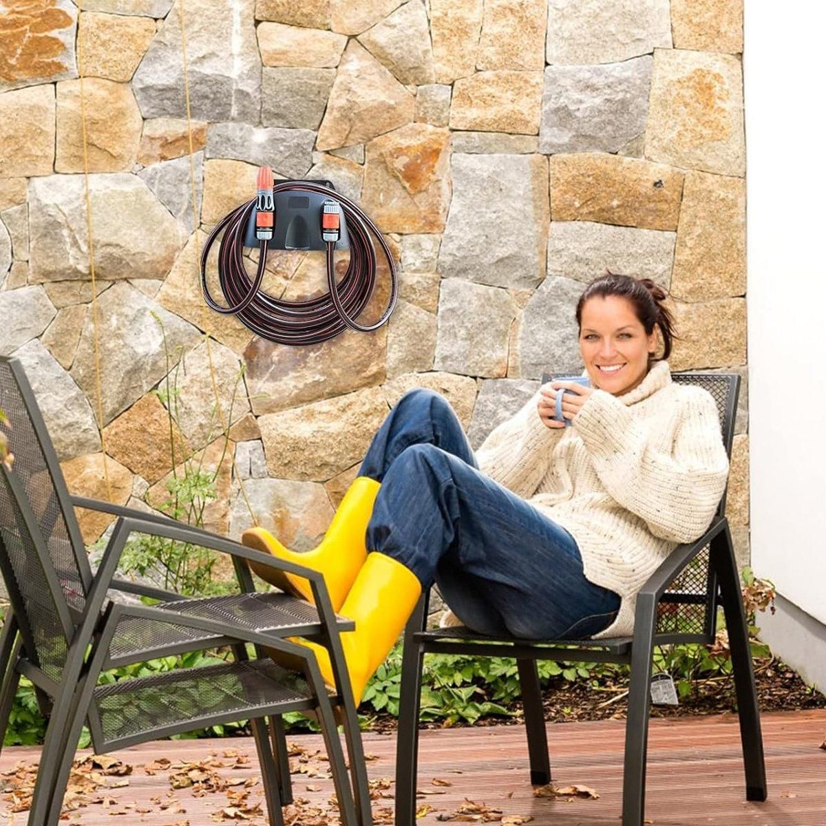 3pcs Wall Mounted Hose Holder Rack Plastic Garden Hose Storage Rack Organizer - Orange