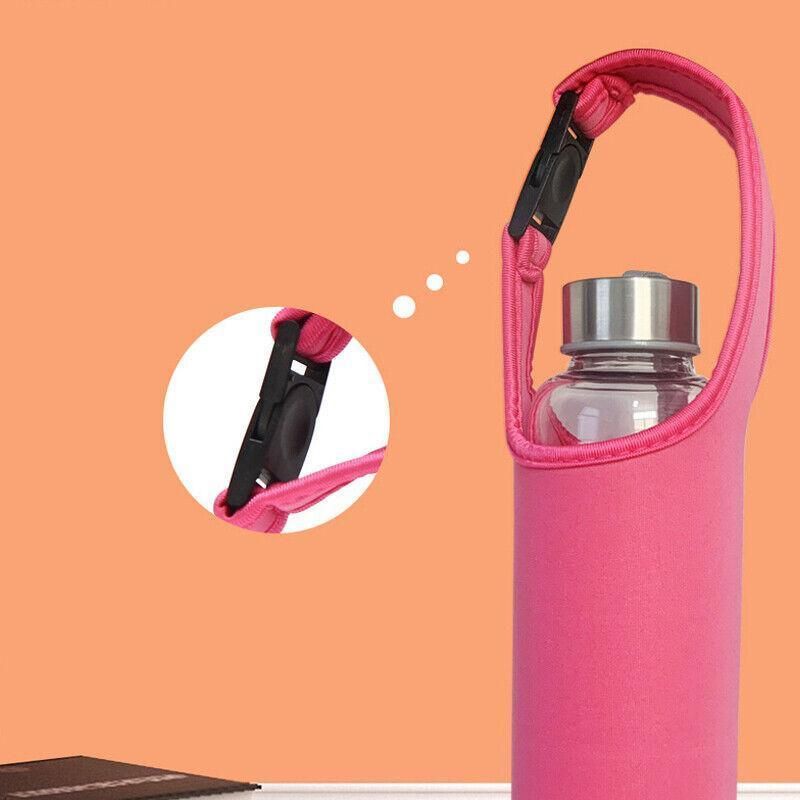 450ml Neoprene Water Bottle Holder Bag Insulated Cover Carrier with Strap - Blue