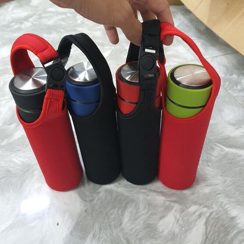 450ml Neoprene Water Bottle Holder Bag Insulated Cover Carrier with Strap - Blue