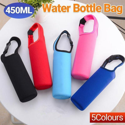 450ml Neoprene Water Bottle Holder Bag Insulated Cover Carrier with Strap - Red
