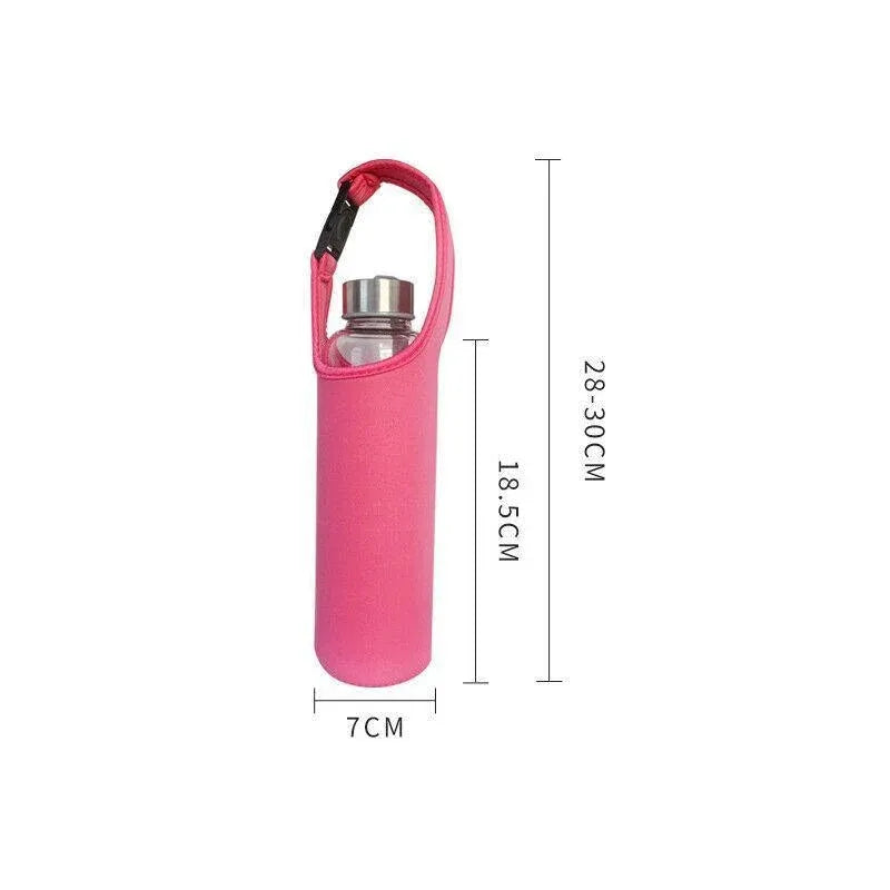 450ml Neoprene Water Bottle Holder Bag Insulated Cover Carrier with Strap - Red