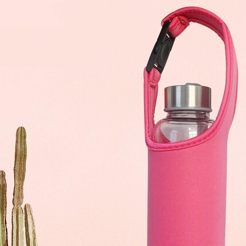450ml Neoprene Water Bottle Holder Bag Insulated Cover Carrier with Strap - Red