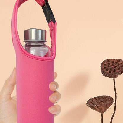 450ml Neoprene Water Bottle Holder Bag Insulated Cover Carrier with Strap - Red