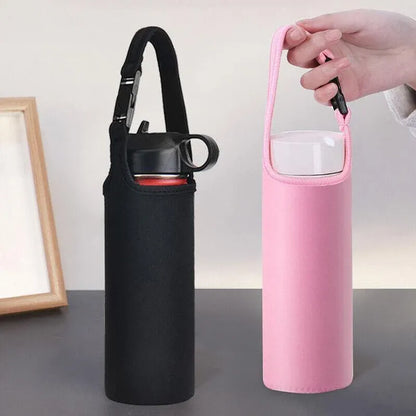 450ml Neoprene Water Bottle Holder Bag Insulated Cover Carrier with Strap - Red