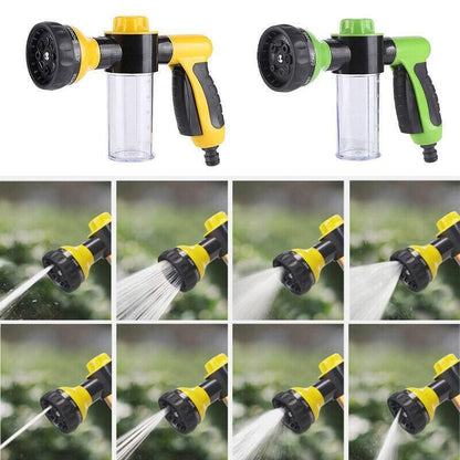 Washing Nozzle Plant Pet Hose 8-Mode Garden Car Water Foam Sprayer Soap Dispenser - Yellow