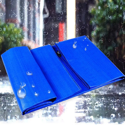 Waterproof Plastic Tarp Cover Heavy Duty Ground Sheet Rainproof Dustproof Blue - 3x4m
