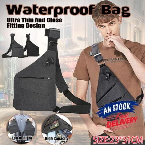 Waterproof Bag Personal Anti Theft Shoulder Man Pocket Portable Chest Travel Grey - Grey Left