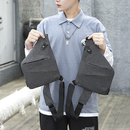 Waterproof Bag Personal Anti Theft Shoulder Man Pocket Portable Chest Travel Grey - Grey Left