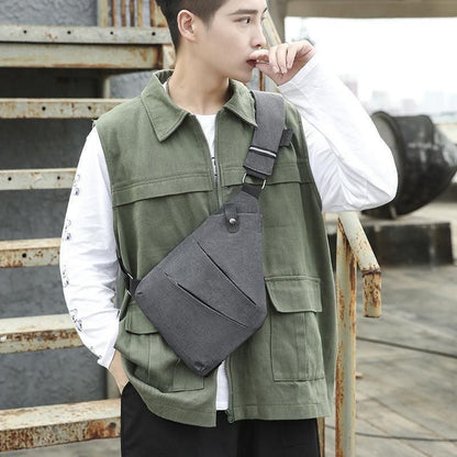 Waterproof Bag Personal Anti Theft Shoulder Man Pocket Portable Chest Travel Grey - Grey Left