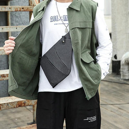 Waterproof Bag Personal Anti Theft Shoulder Man Pocket Portable Chest Travel Grey - Grey Left