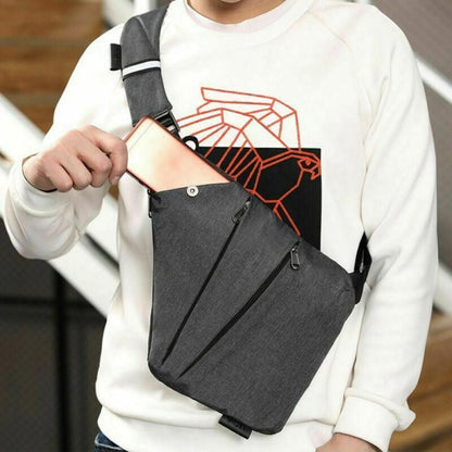 Waterproof Bag Personal Anti Theft Shoulder Man Pocket Portable Chest Travel Grey - Grey Left