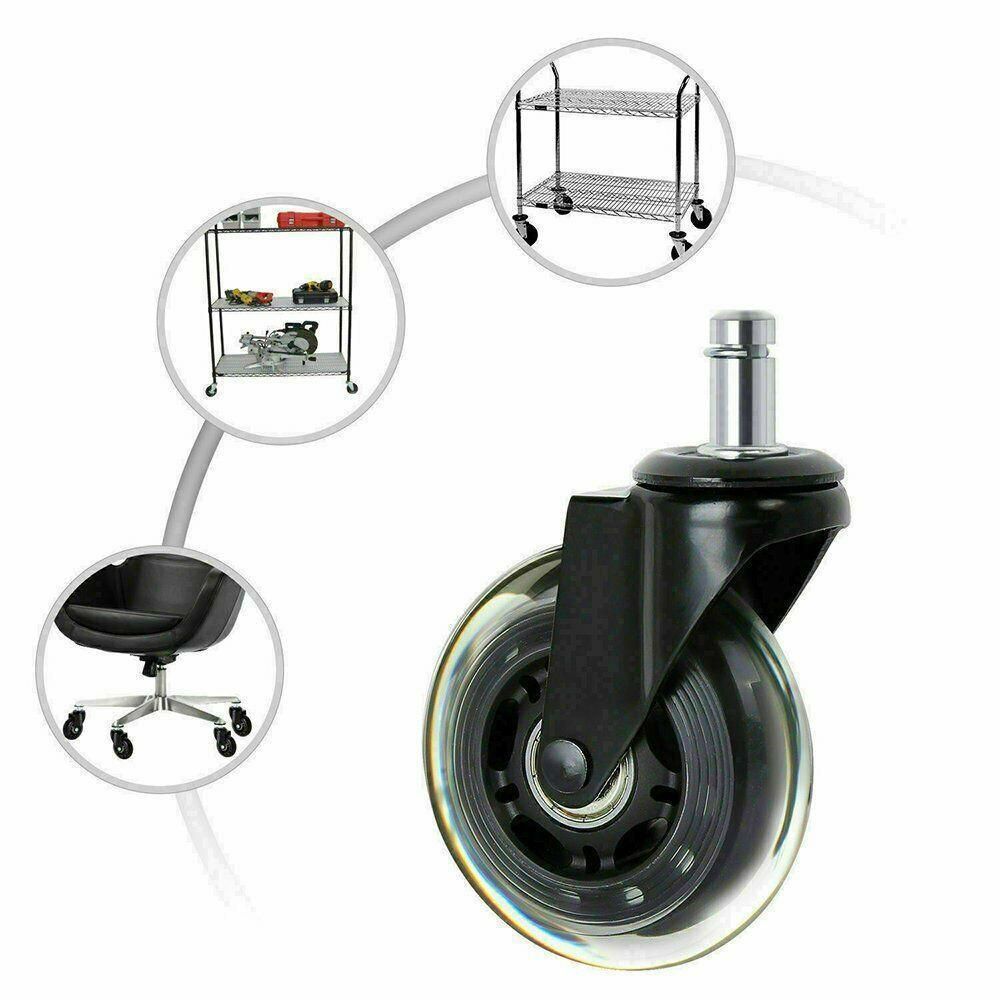 5pcs 3-Inch PU Transparent Caster Wheels Luggage Office Chair Mute Swivel Wheels