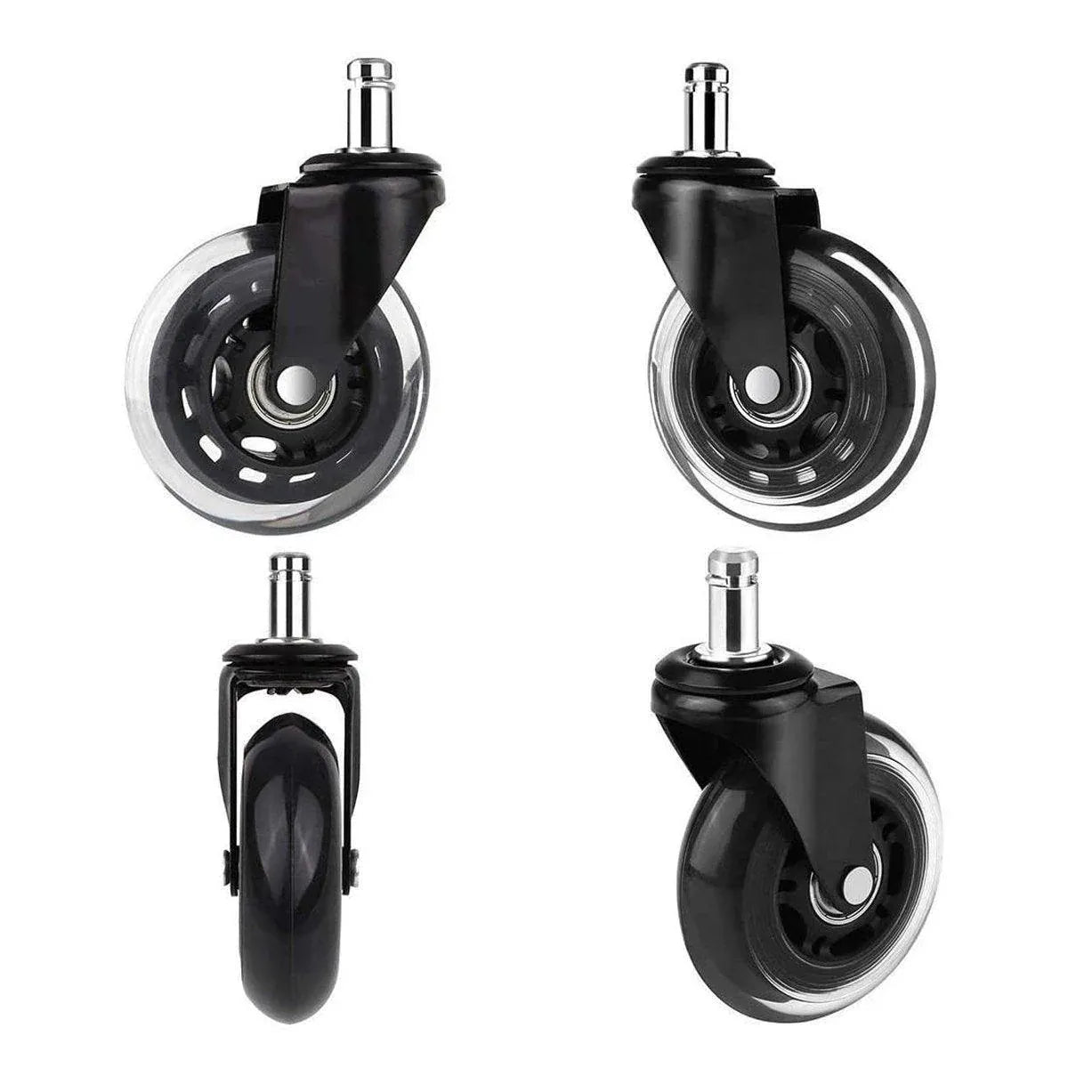 5pcs 3-Inch PU Transparent Caster Wheels Luggage Office Chair Mute Swivel Wheels