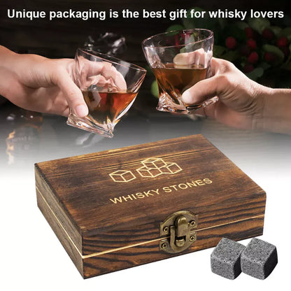 Ice Wine Stone Wooden Box Wine Set Wine Accessory Gift Box Portable Storage