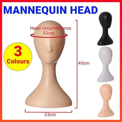 Display Stand Female Mannequin Head for Wig Hat Scarf Hair Model - Natural