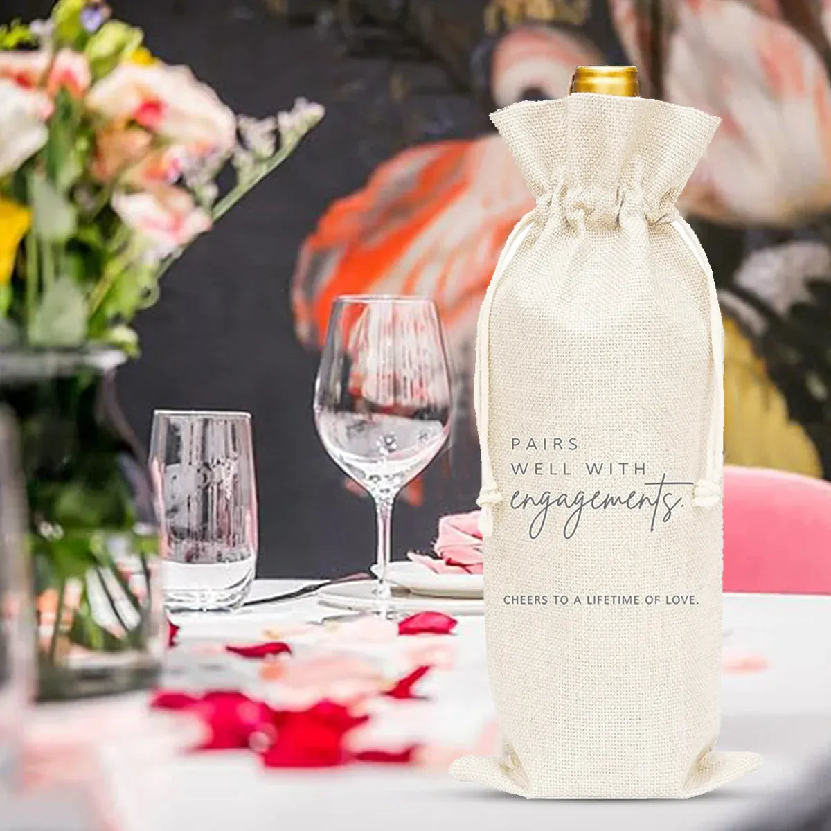 10CPS Wine Bottle Gift Bag Single Bottole for Christmas Birthday Party Present