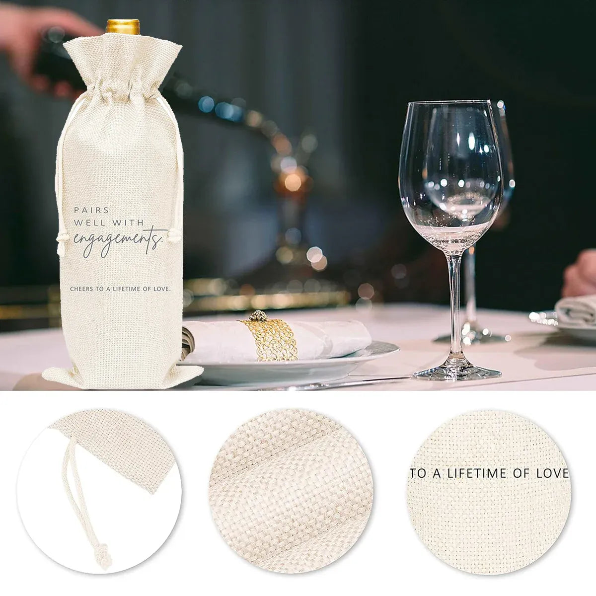 10CPS Wine Bottle Gift Bag Single Bottole for Christmas Birthday Party Present