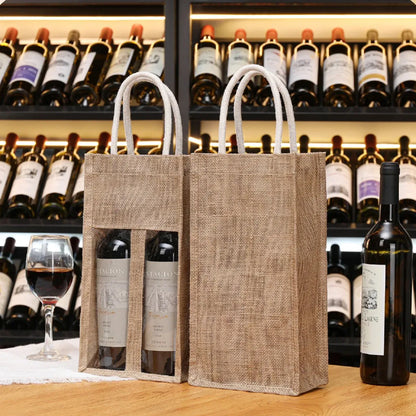 5PCS Wine Bottle Bags Tote Carrier Gift Bag Durable Single or Double Bottles - 1