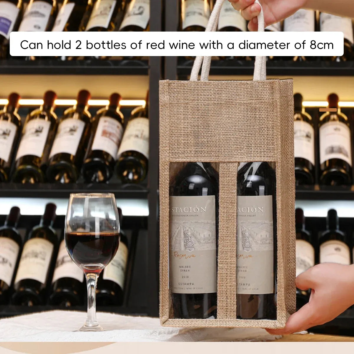 5PCS Wine Bottle Bags Tote Carrier Gift Bag Durable Single or Double Bottles - 1