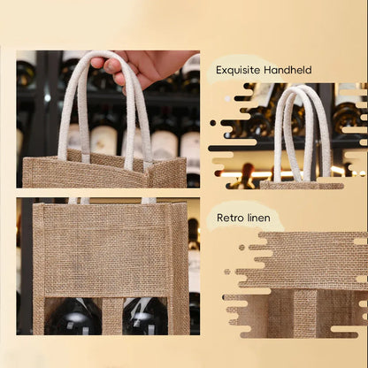 5PCS Wine Bottle Bags Tote Carrier Gift Bag Durable Single or Double Bottles - 1