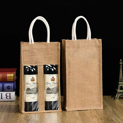5PCS Wine Bottle Bags Tote Carrier Gift Bag Durable Single or Double Bottles - 1