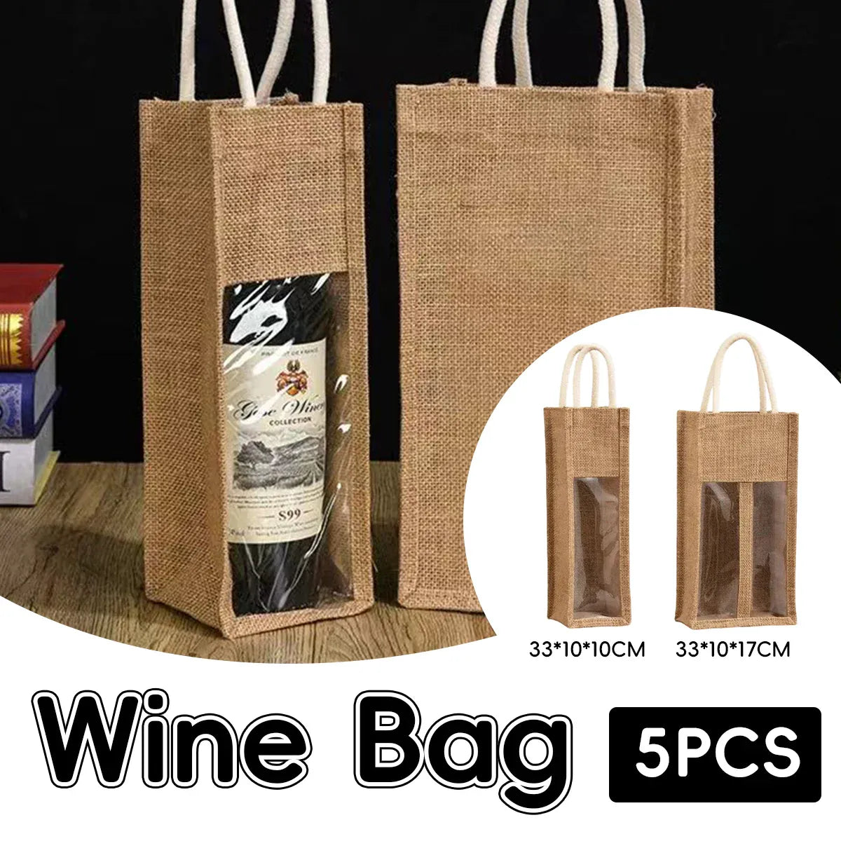 5PCS Wine Bottle Bags Tote Carrier Gift Bag Durable Single or Double Bottles - 2