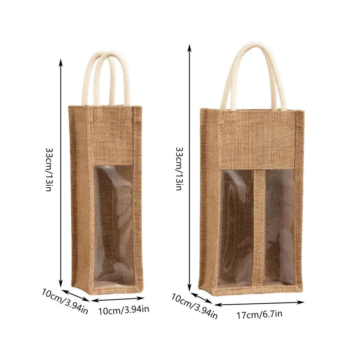 5PCS Wine Bottle Bags Tote Carrier Gift Bag Durable Single or Double Bottles - 2