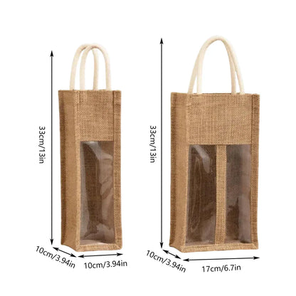 5PCS Wine Bottle Bags Tote Carrier Gift Bag Durable Single or Double Bottles - 2