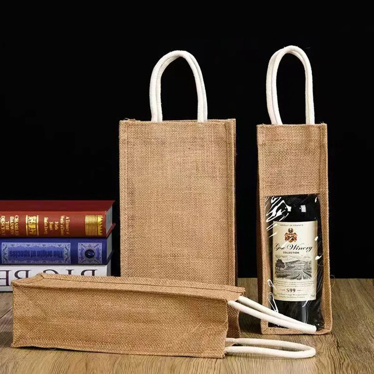 5PCS Wine Bottle Bags Tote Carrier Gift Bag Durable Single or Double Bottles - 2