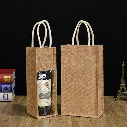 5PCS Wine Bottle Bags Tote Carrier Gift Bag Durable Single or Double Bottles - 2